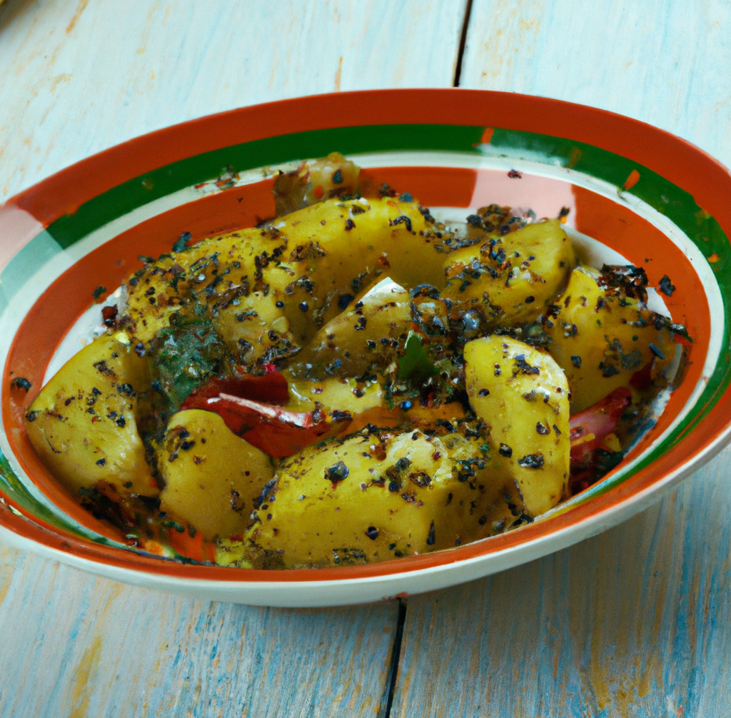 Bengali dish aloo posto with little kalonji and popy seeds